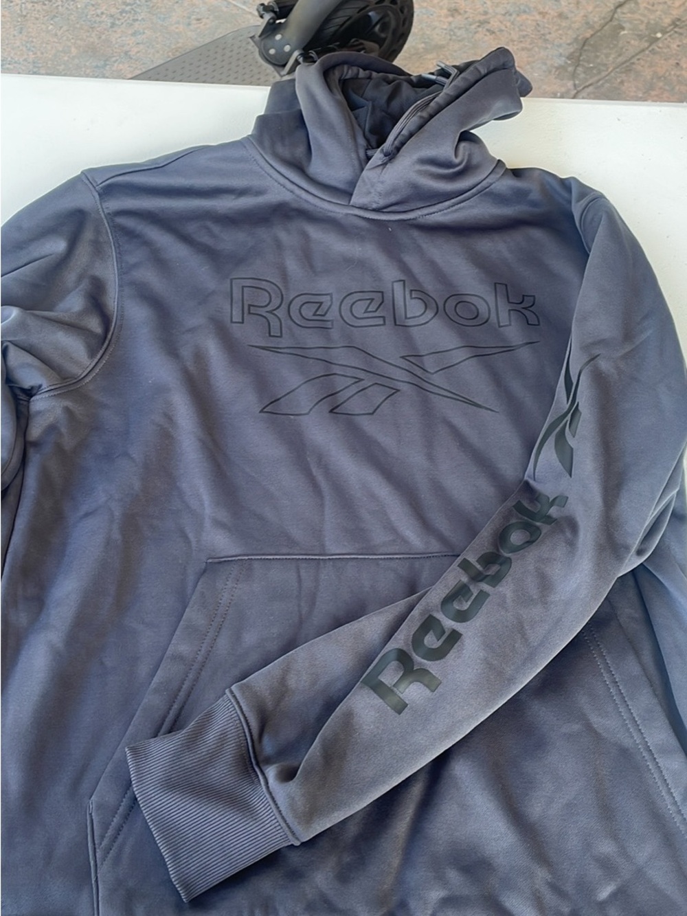 Reebok Men's Crewneck Hoodie in Charcoal Gray with Logo